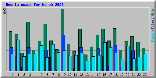Hourly usage for March 2023